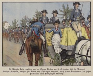 Königin Louise von Preußen inspiziert ihr Dragonerregiment, Berlin von Richard Knotel