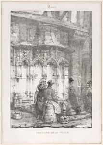 Architektonische Überreste und Fragmente: Rouen - Fontaine de la Crosse, 1827 von Richard Parkes Bonington