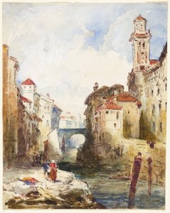 Französische Stadt, Gebäude und Fluss