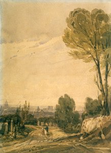 Paris vom Friedhof Père Lachaise aus gesehen, ca. 1825 von Richard Parkes Bonington