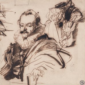 Studie eines Gentlemans im Kostüm des 17. Jahrhunderts von Richard Parkes Bonington