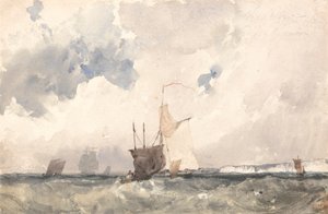 Schiffe in stürmischer See von Richard Parkes Bonington