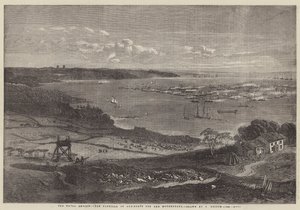 Die Marineparade, die Flottille der Kanonenboote vor der Motherbank