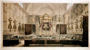 Ansicht des House of Lords, Oberhaus des Parlaments von Großbritannien. Gravur von Rothwell. 19. Jahrhundert Parker Gallery, London