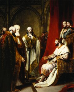 Heinrich III. antwortet dem Erzbischof von Canterbury und den Bischöfen von Salisbury, Winchester und Carlisle, die eine Reform des Staates forderten von Richard Westall