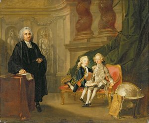 Prinz Georg (1738-1820) und Prinz Eduard August (1739-67) Söhne von Friedrich (1707-51) Prinz von Wales, mit ihrem Tutor Dr. Francis Ayscough, ca. 1748-49 von Richard Wilson