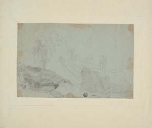 Felsige Landschaft mit stehender Figur