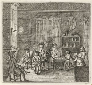 Interieur mit verschiedenen Figuren von Rienk Jelgerhuis