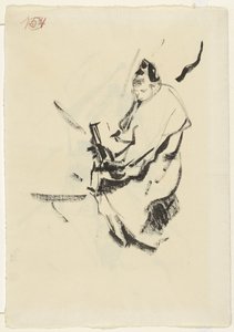 Liegende Frau, in Kissen, mit einem Buch von Rik Wouters