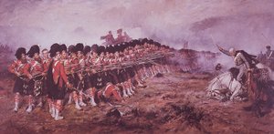 Die dünne rote Linie, die 93. Highlander stehen fest vor einem russischen Angriff in der Schlacht von Balaklawa im Jahr 1854 von Robert (after) Gibb