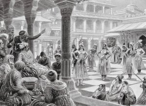 Akbar spielt Dame mit lebenden Figuren in Fatehpur Sikri von Robert Ambrose Dudley