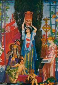 Skizze der Sieben Meere, ca. 1922, 1923 von Robert Anning Bell