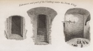 Eingänge und ein Teil des Gewölbes unter dem Nordflügel von Crosby Hall von Robert Blemell Schnebbelie