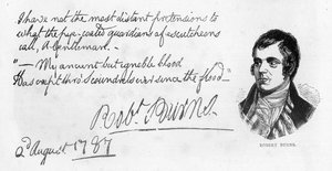 Handschrift und Unterschrift von Robert Burns, 1787