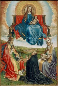Madonna in der Glorie mit Stifter und den hl. Petrus und Augustinus von Robert Campin