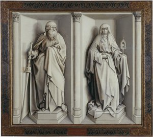 Die Hochzeit von Maria und Joseph. Rückseite von Robert Campin