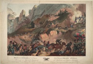 Russische Armee überquert die Teufelsbrücke im Jahr 1799, 1804