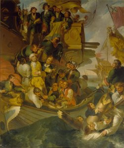 Die Gefangennahme von Admiral Nils Ehrenskiöld in der Schlacht von Gangut, Mitte des 18. Jahrhunderts
