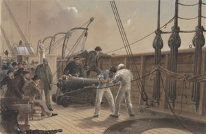 Spleißen des Kabels nach dem ersten Unfall an Bord der Great Eastern, 25. Juli 1865, 1865-66 von Robert Charles Dudley