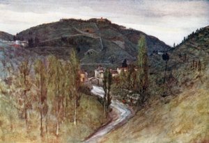 Das Tal des Mugnone, unterhalb von Fiesole, mit Monte Rinaldini und der Ponte Alla Badia von Robert Charles Goff
