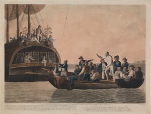 Die Meuterer setzen Bligh und seine Crew von der 