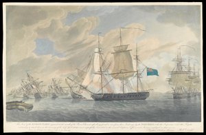 Ansicht der feindlichen Flotte am Eingang des Flusses Charent, frühes 19. Jahrhundert von Robert Dodd