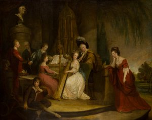 Sir Henry Bridgeman und seine Familie machen Musik unter einer Büste von Händel