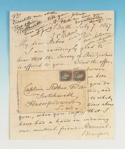 Autographenbrief an John Lort Stokes, Bath, 7. Juli 1847 von Robert Fitzroy