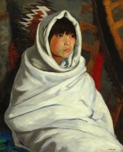 Indisches Mädchen in weißer Decke von Robert Henri