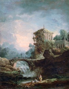 Landschaft mit Wasserfall von Robert Hubert