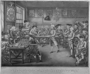 Gerichtshof der Gerechtigkeit, Belle Sauvage Inn, Ludgate Hill, City of London, 1778 von Robert Laurie