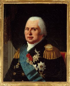 Porträt von Ludwig XVIII., König von Frankreich, in Militäruniform mit der Ehrenlegion und dem Orden des Heiligen Geistes (Gemälde von Robert Lefebvre, 1814) von Robert Lefevre