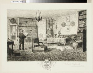 Adolf Erik Nordenskjöld in seiner Bibliothek von Robert Ludvig Haglund