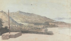 Landschaft mit Fluss oder See
