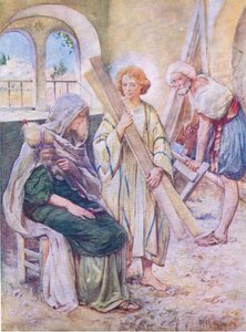 Die Kindheit Jesu, aus Das Bibelbilderbuch, veröffentlicht von Thomas Nelson, ca. 1950