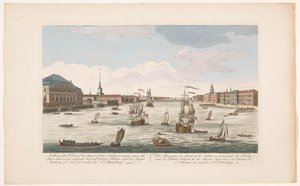 Blick auf den Fluss Neva in Sankt Petersburg, stromabwärts gesehen von Robert Sayer (possibly)