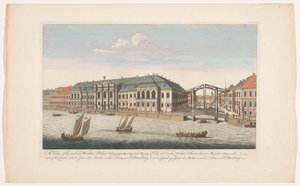 Ansicht des Winterpalastes und des Kanals zwischen den Flüssen Mojka und Neva in Sankt Petersburg