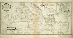 Neue und genaue Karte des Mittelmeers aus den neuesten Vermessungen, bestimmt und reguliert durch astronomische Beobachtungen von Robert Sayer