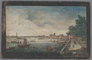Ansicht der Westminster Bridge über die Themse in London, gesehen vom Garten des Somerset House von Robert Sayer