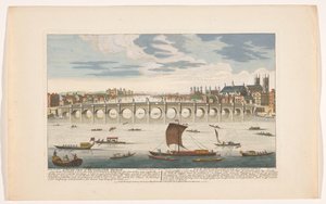 Ansicht der Westminster Bridge über die Themse in London, von der Nordseite gesehen