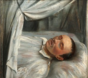 Dichter Michail Lermontow 1814-1841 auf dem Totenbett, 1841 von Robert Schwede