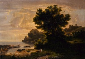 Landschaft mit Familie am See, 1858 von Robert Seldon Duncanson