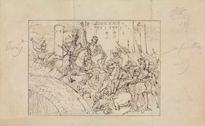 Studie von gepanzerten Rittern im Kampf mit Pferden von Robert Smirke