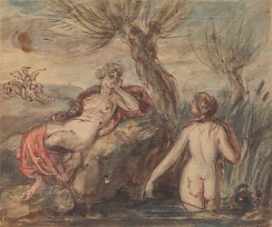 Zwei Frauen genießen ihre Zeit an einem Bach von Robert Smirke