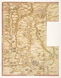 Eine farbige Karte des Plymouth Harbour und des Landes bis nach Tavistock; möglicherweise gezeichnet von Robert Spry von Robert Spry