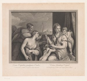 Venus verbindet Cupido die Augen