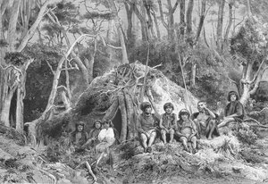 Feuerländer und ihre Wigwams, ca. 1885, 1890 von Robert Taylor Pritchett