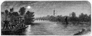 Putney Bridge und Kirche im Mondlicht, 1880 von Robert Taylor Pritchett