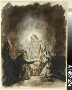 Christus segnet zwei kniende Personen von Robert Wilhelm Ekman