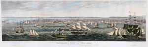 Panoramablick auf New York vom East River, veröffentlicht 1844 (Farblithografie) von Robert the Younger Havell
